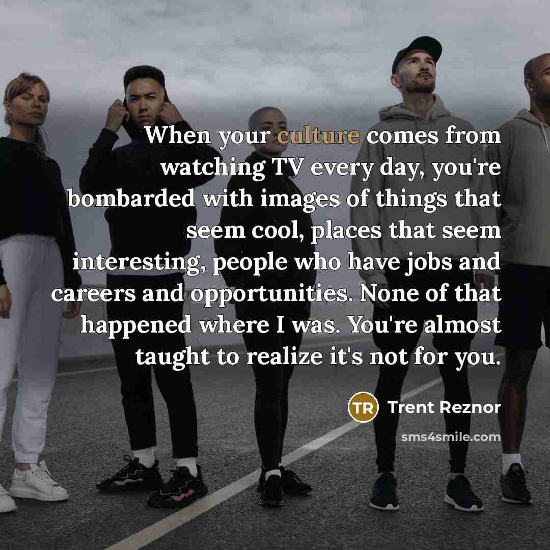 “When your culture comes from watching TV every day, you're…” quote by Trent Reznor