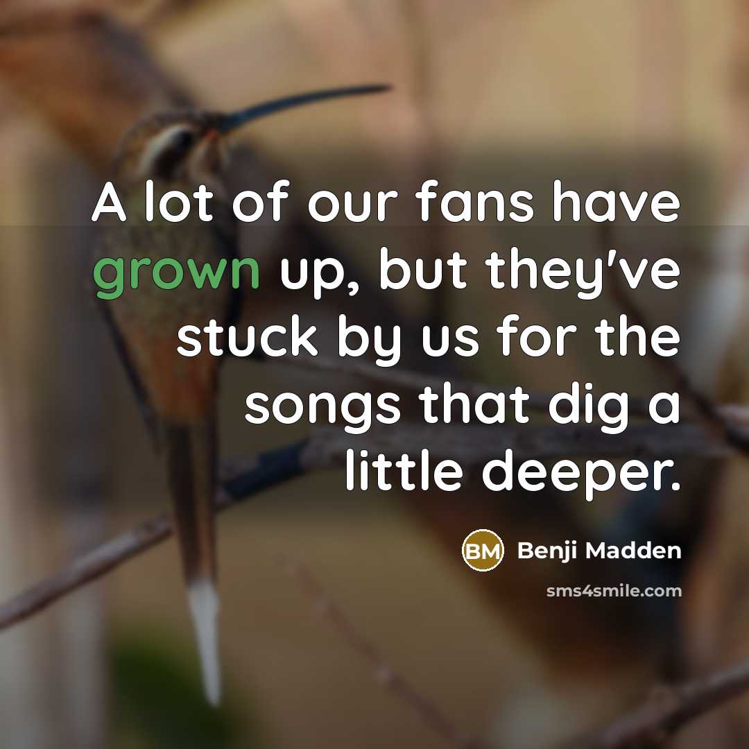 “A lot of our fans have grown up, but they've stuck by us for the songs that dig a little deeper.” quote by Benji Madden