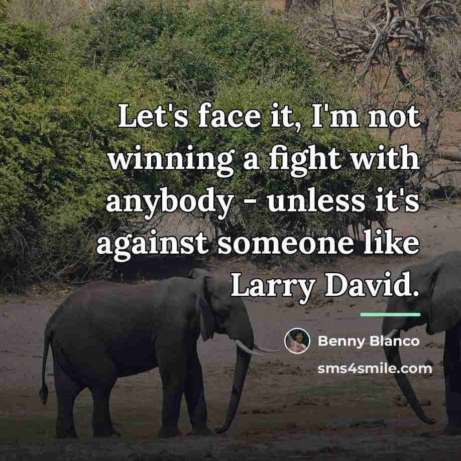 “Let's face it, I'm not winning a fight with anybody…” quote by Benny Blanco