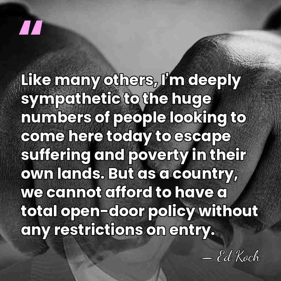 Like many others, I'm deeply sympathetic to the huge numbers of people&hellip; - Ed Koch
