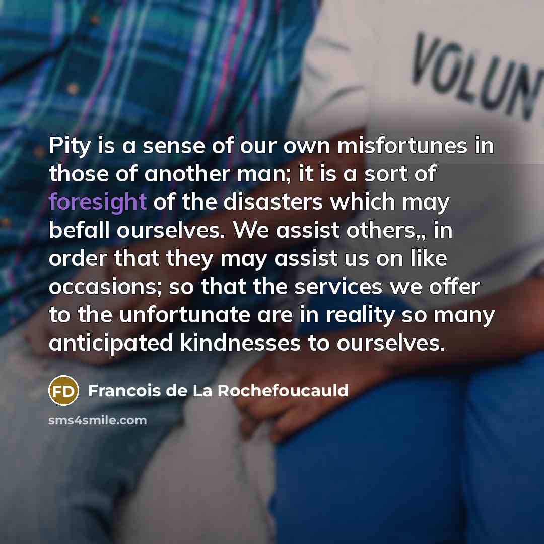 “Pity is a sense of our own misfortunes in those…” quote by Francois de La Rochefoucauld