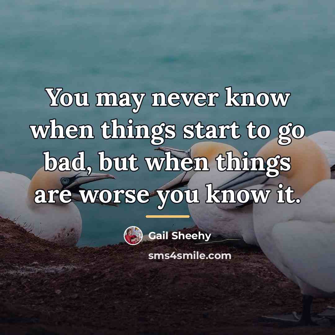 “You may never know when things start to go bad,…” quote by Gail Sheehy