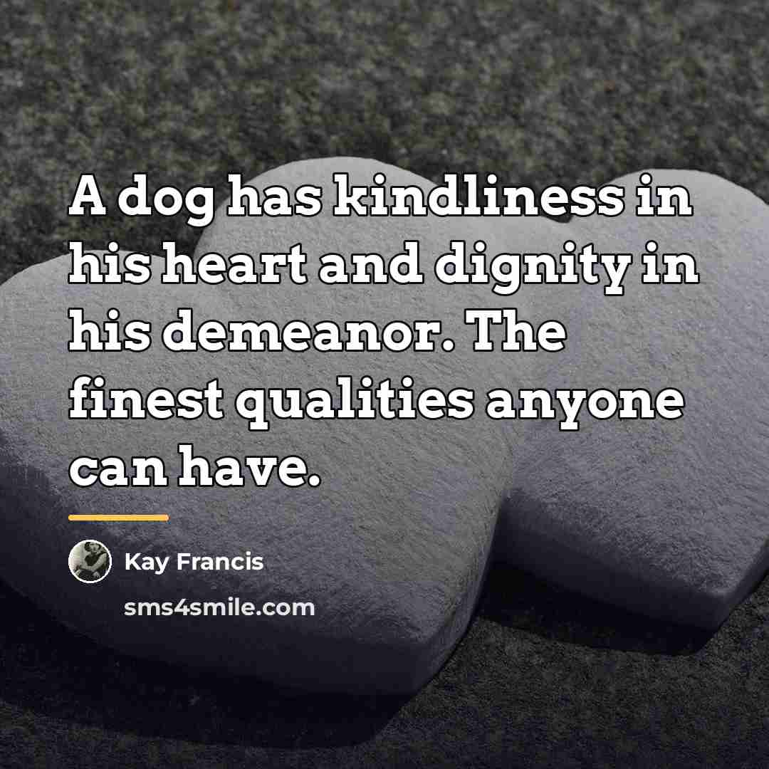 “A dog has kindliness in his heart and dignity in…” quote by Kay Francis