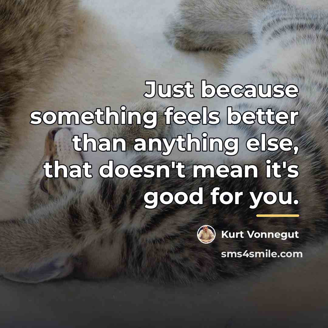 “Just because something feels better than anything else, that doesn't…” quote by Kurt Vonnegut