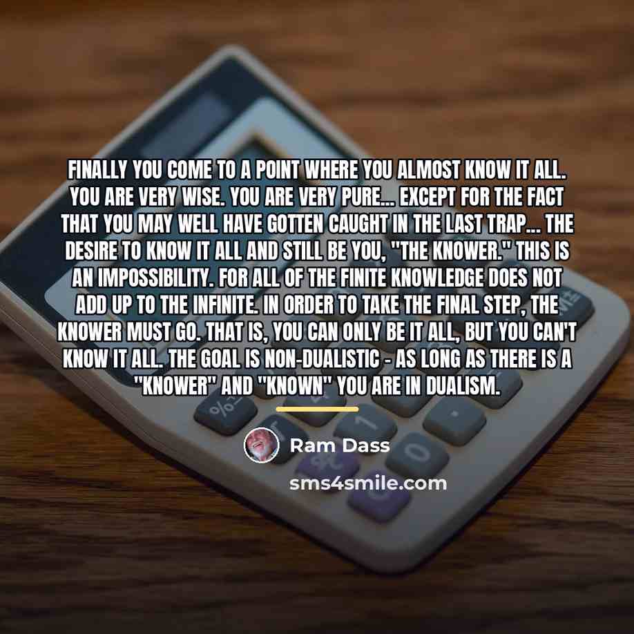 “Finally you come to a point where you almost know…” quote by Ram Dass