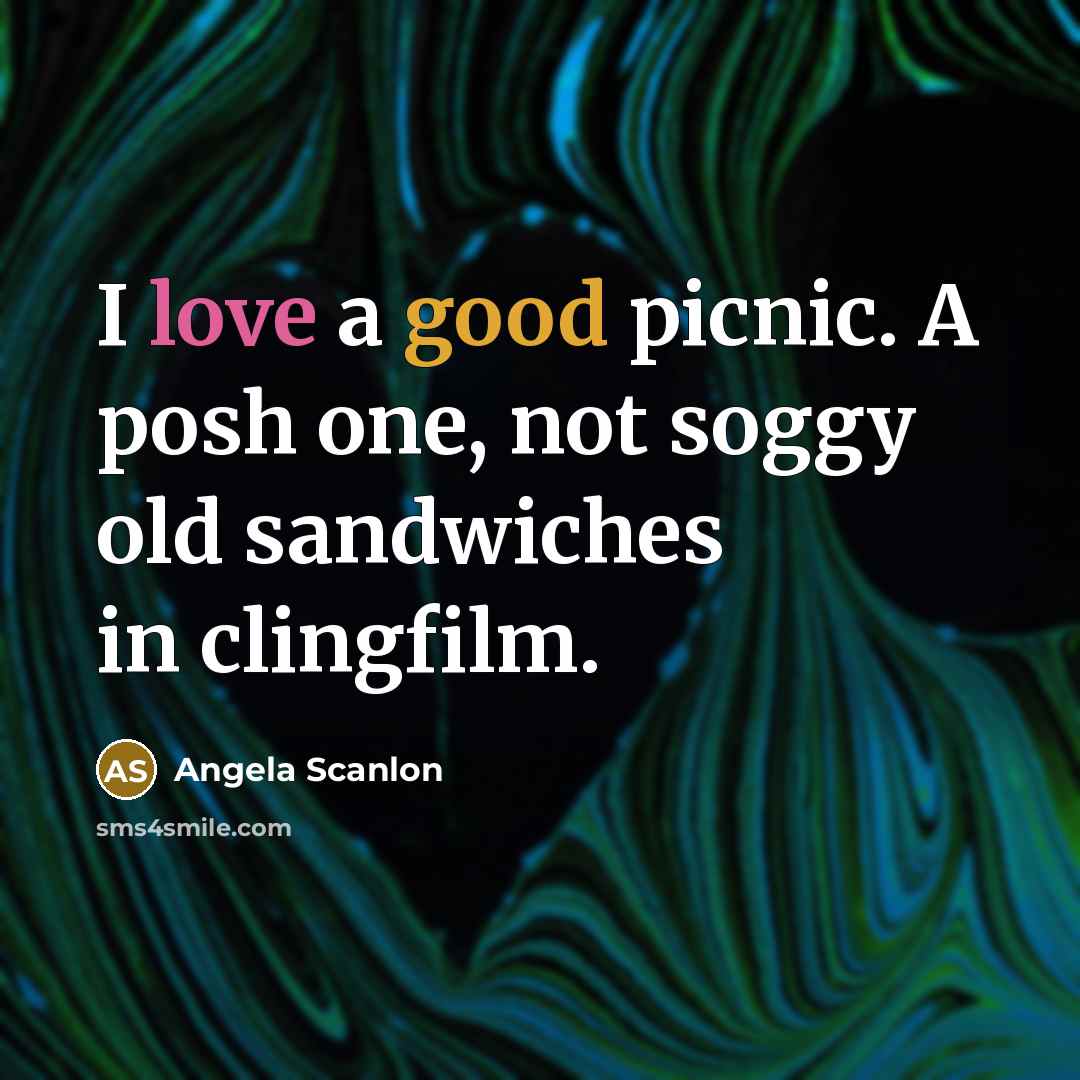 “I love a good picnic. A posh one, not soggy…” quote by Angela Scanlon
