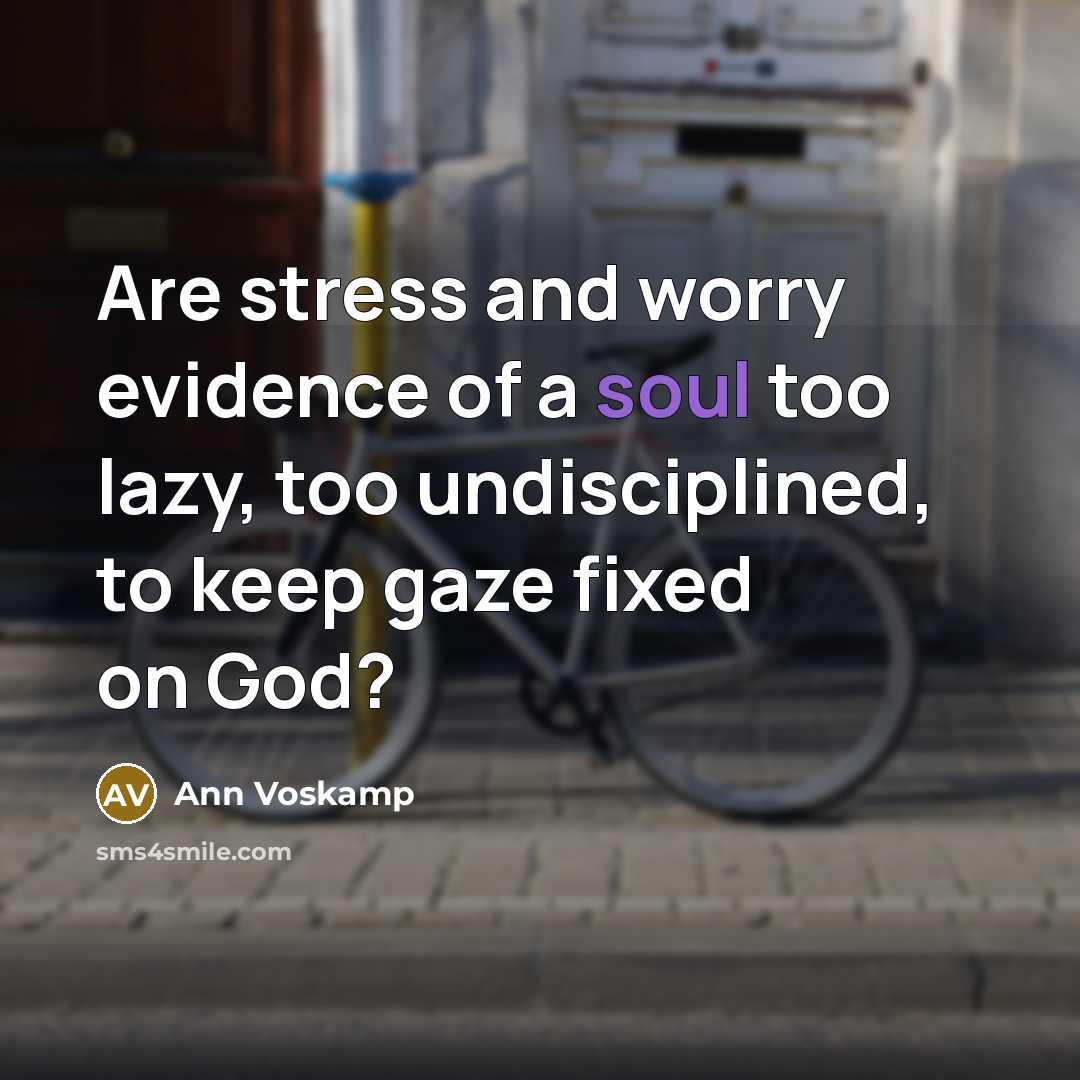 “Are stress and worry evidence of a soul too lazy,…” quote by Ann Voskamp