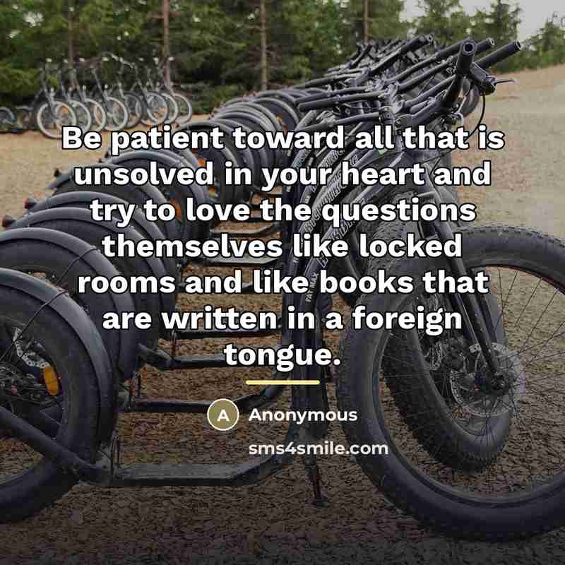 “Be patient toward all that is unsolved in your heart…” quote by Anonymous