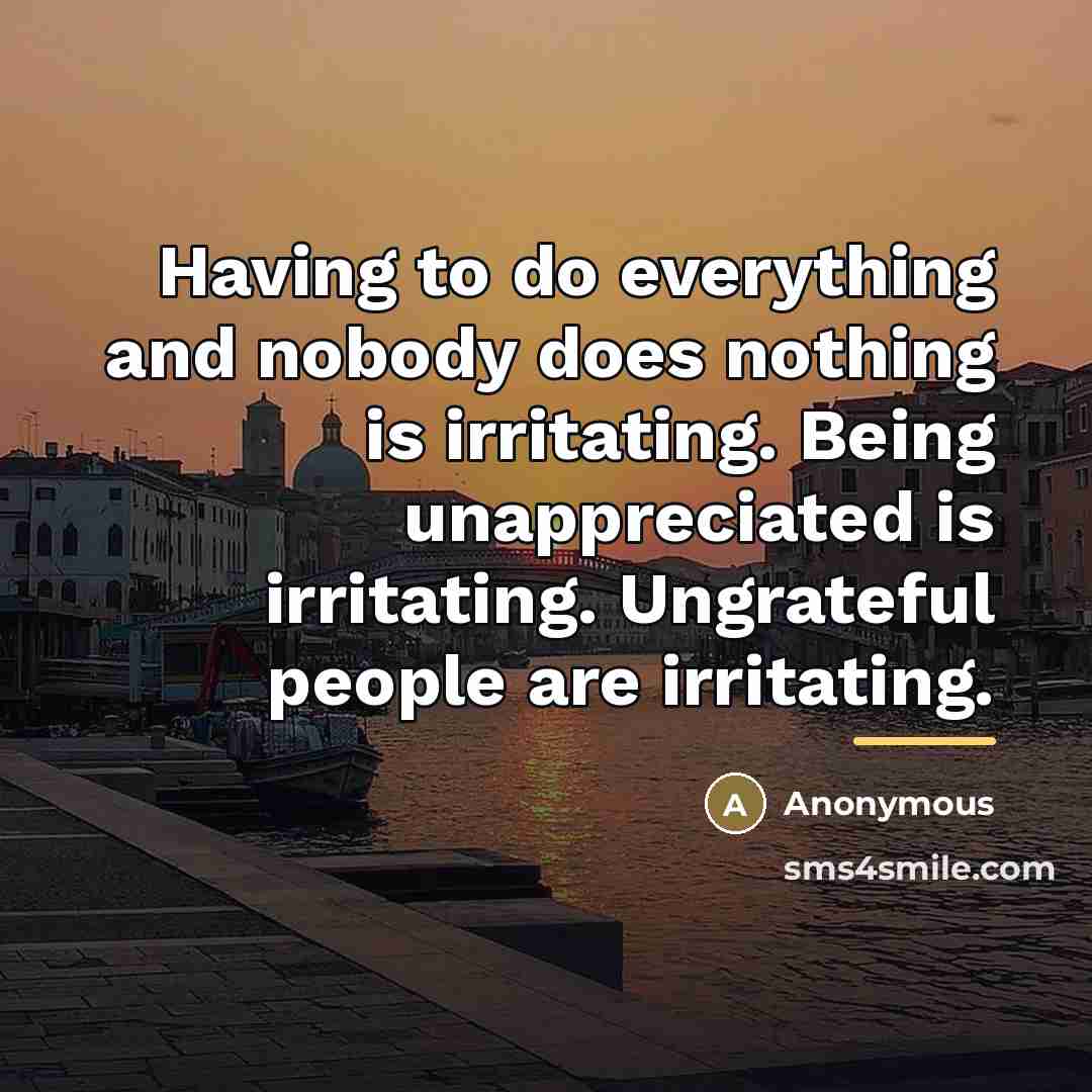 “Having to do everything and nobody does nothing is irritating.…” quote by Anonymous