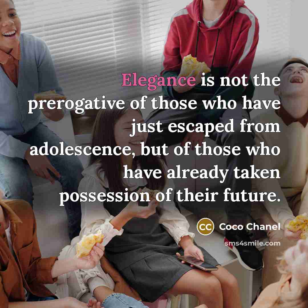 “Elegance is not the prerogative of those who have just…” quote by Coco Chanel
