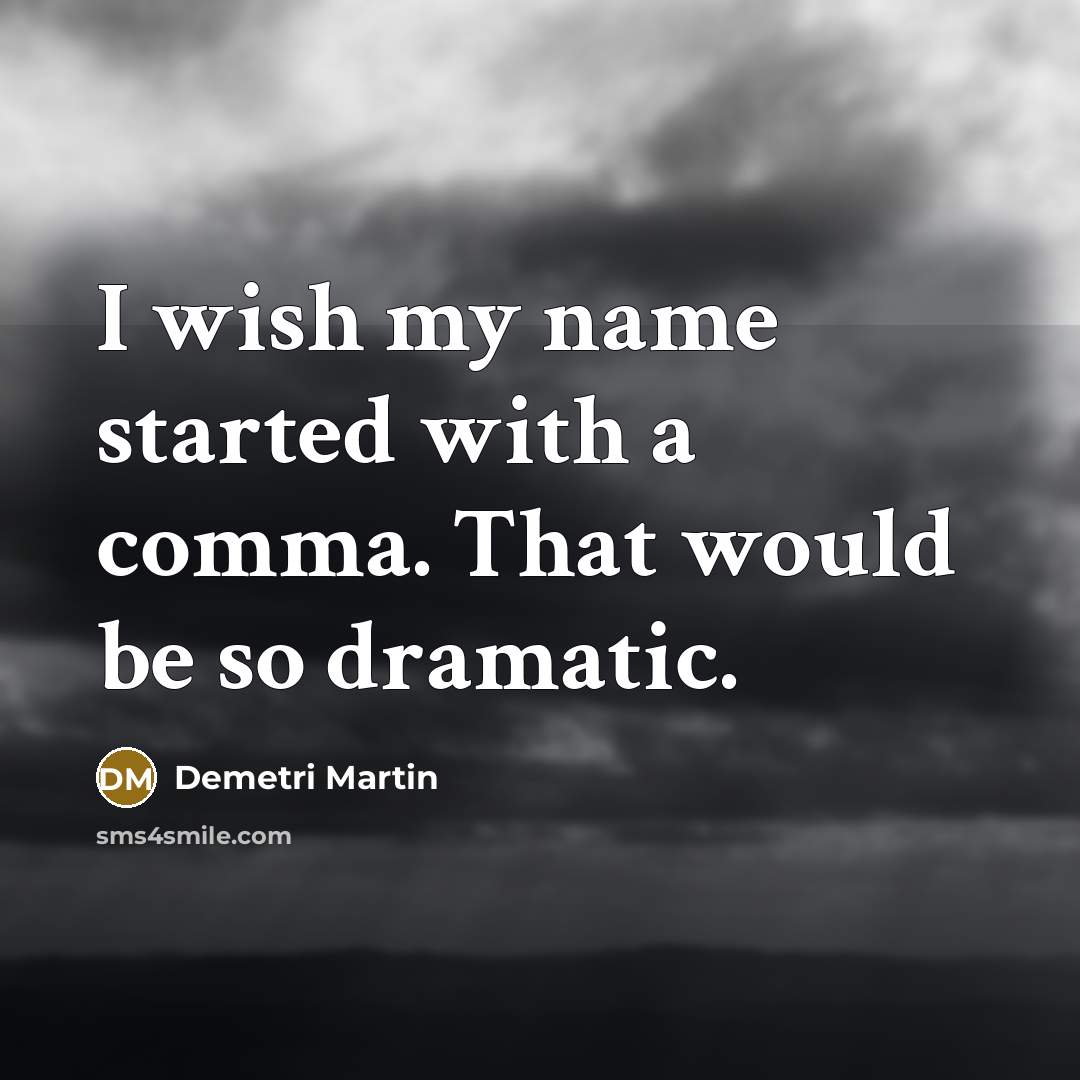 “I wish my name started with a comma. That would be so dramatic.” quote by Demetri Martin