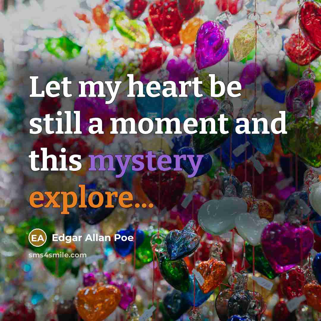 “Let my heart be still a moment and this mystery…” quote by Edgar Allan Poe
