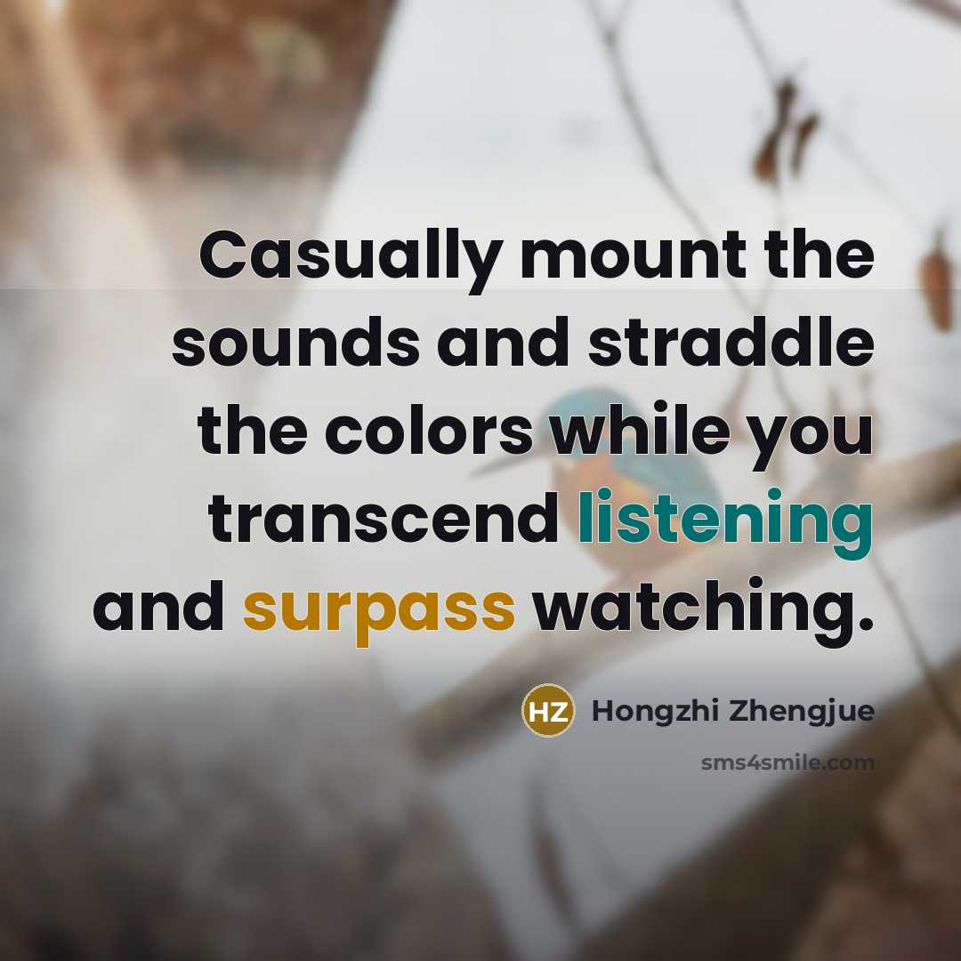 “Casually mount the sounds and straddle the colors while you…” quote by Hongzhi Zhengjue