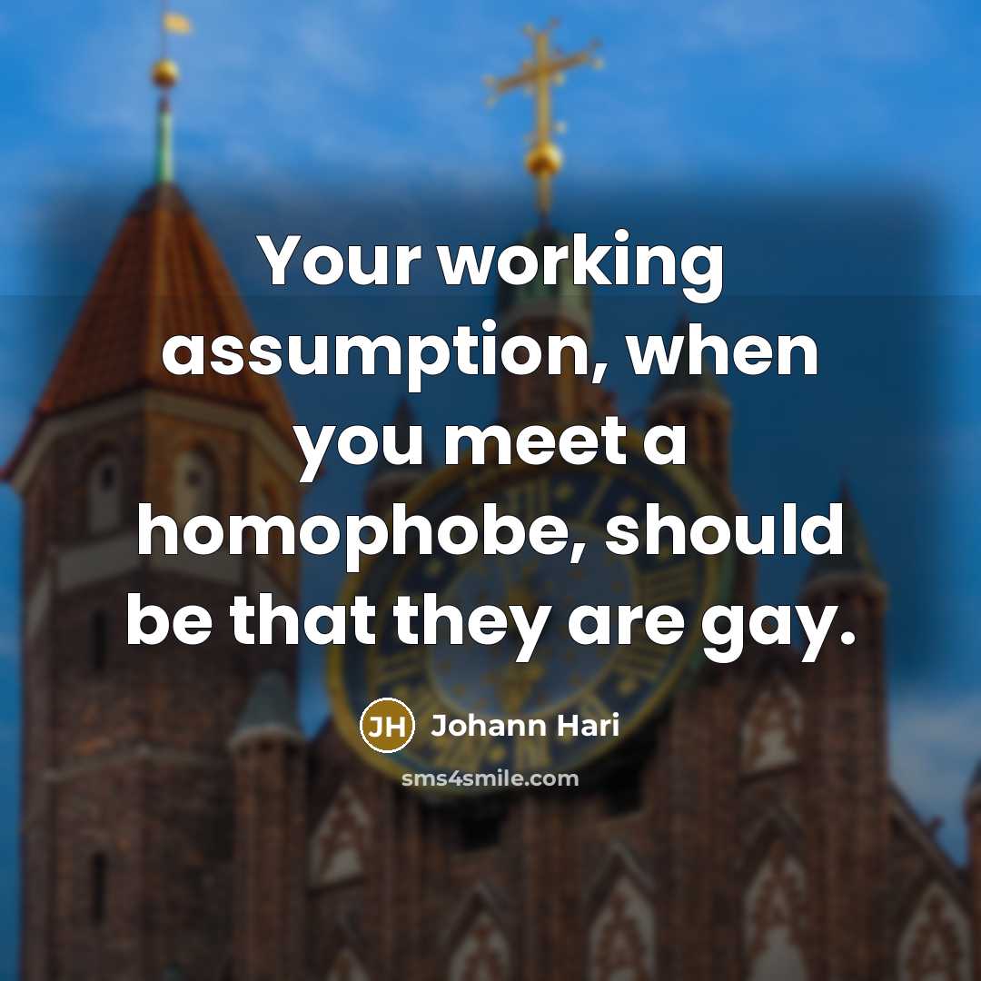 “Your working assumption, when you meet a homophobe, should be…” quote by Johann Hari