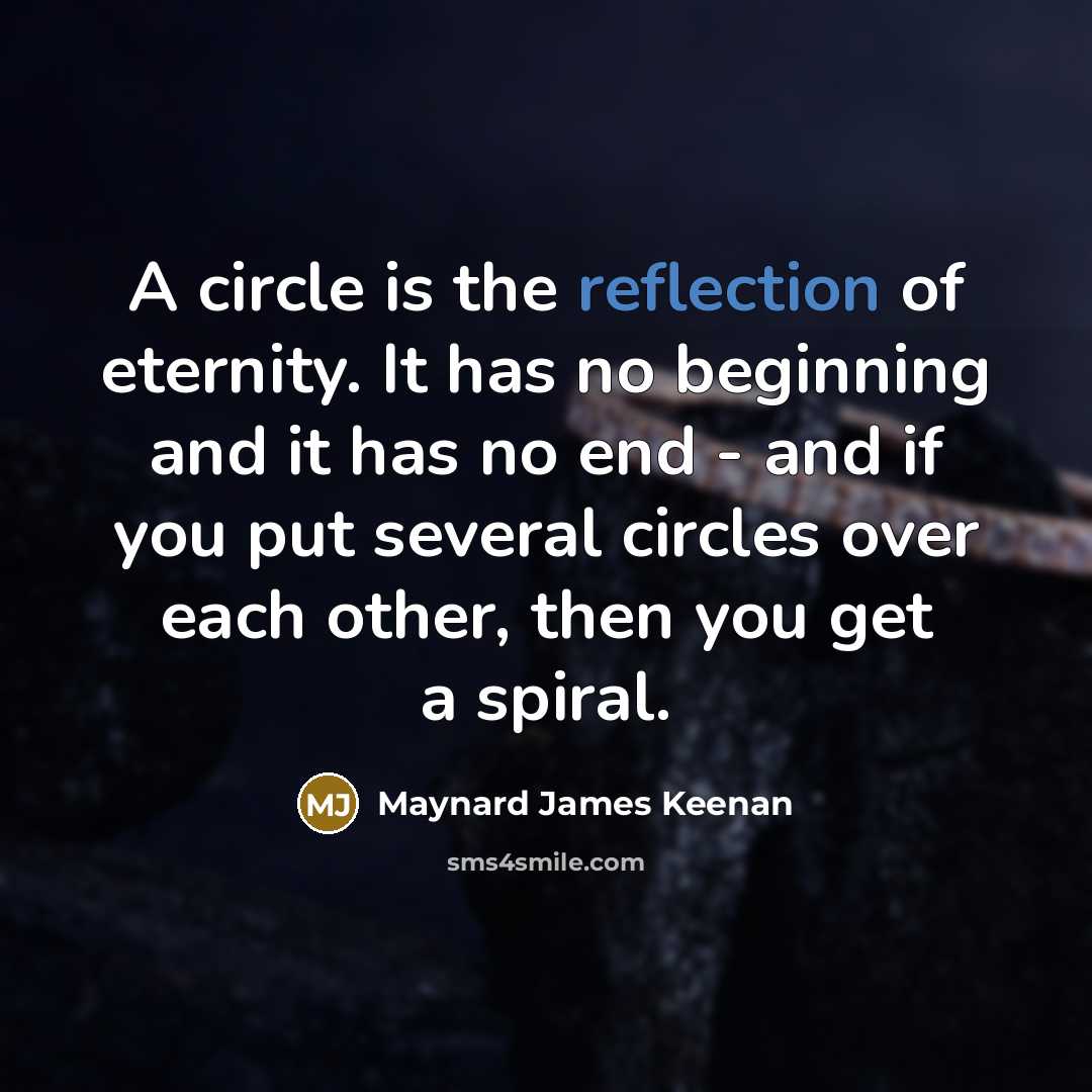 “A circle is the reflection of eternity. It has no…” quote by Maynard James Keenan