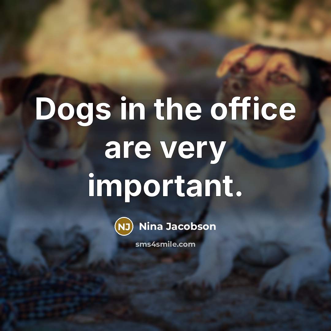 “Dogs in the office are very important.…” quote by Nina Jacobson