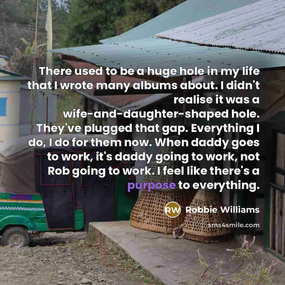 “There used to be a huge hole in my life…” quote by Robbie Williams