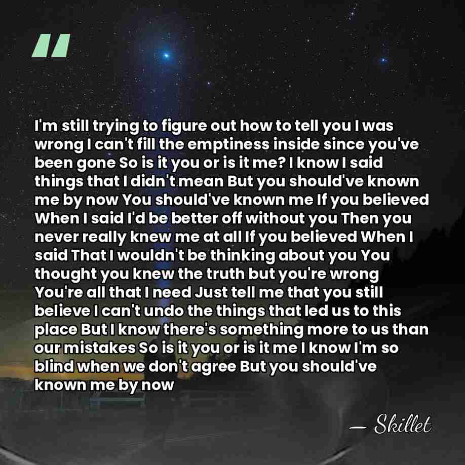 I'm still trying to figure out how to tell you I was&hellip; - Skillet