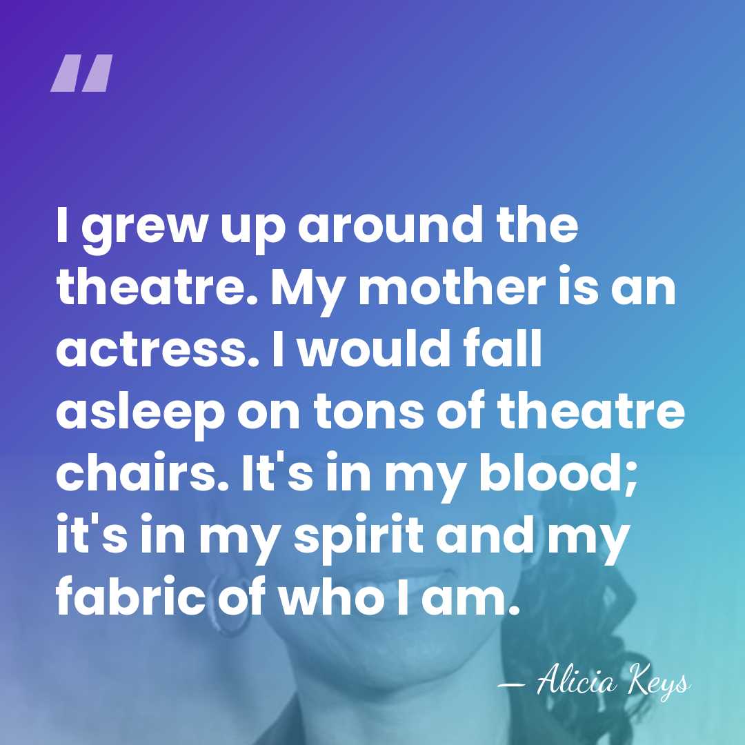 I grew up around the theatre. My mother is an actress. I&hellip; - Alicia Keys