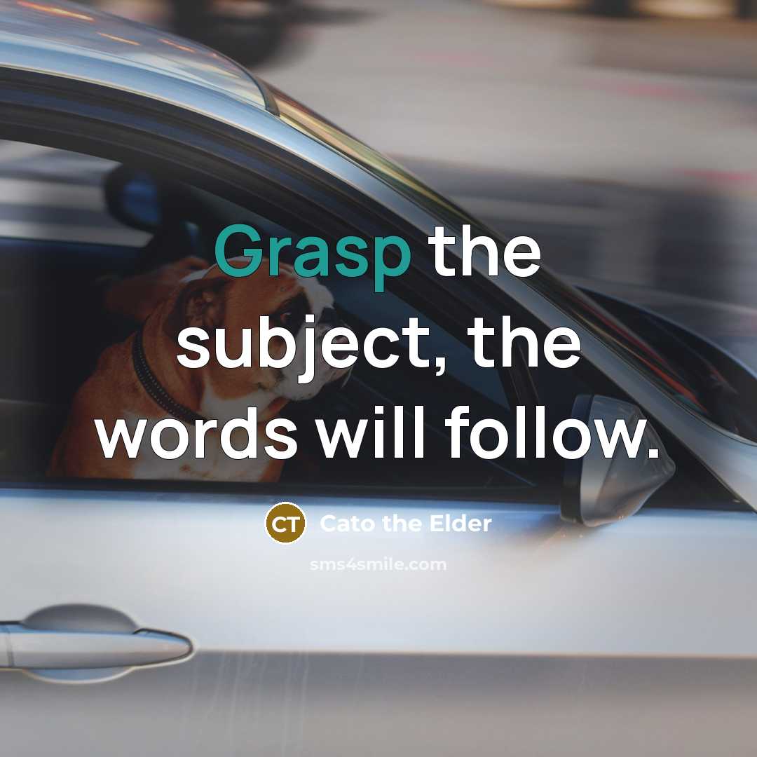 “Grasp the subject, the words will follow.…” quote by Cato the Elder