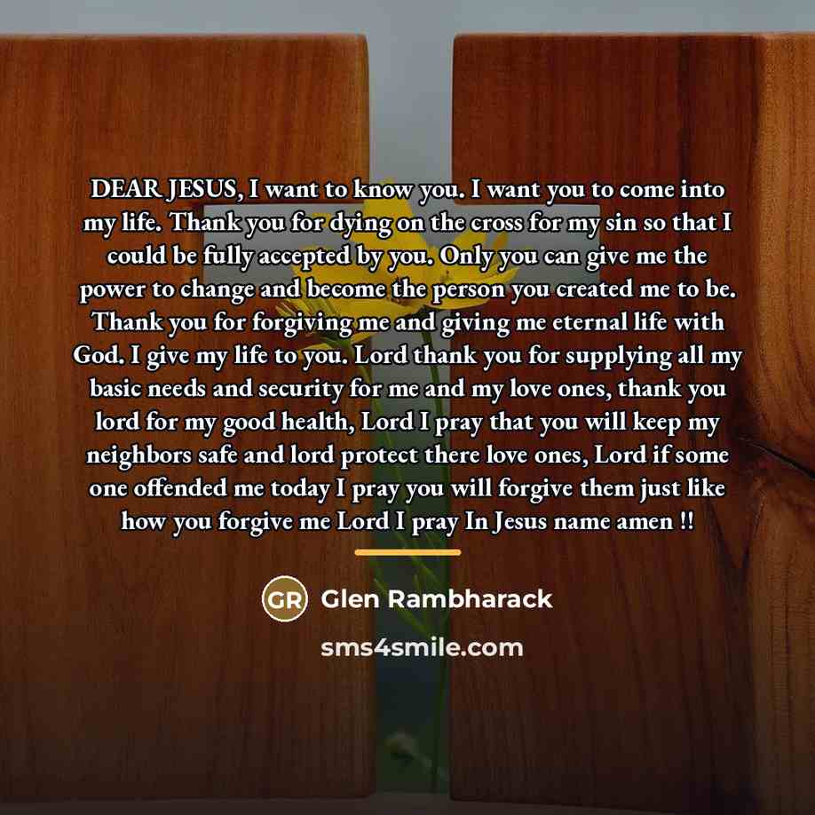 “DEAR JESUS, I want to know you. I want you…” quote by Glen Rambharack
