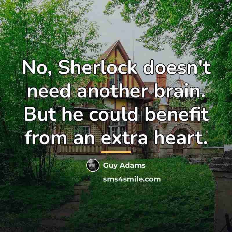 “No, Sherlock doesn't need another brain. But he could benefit…” quote by Guy Adams