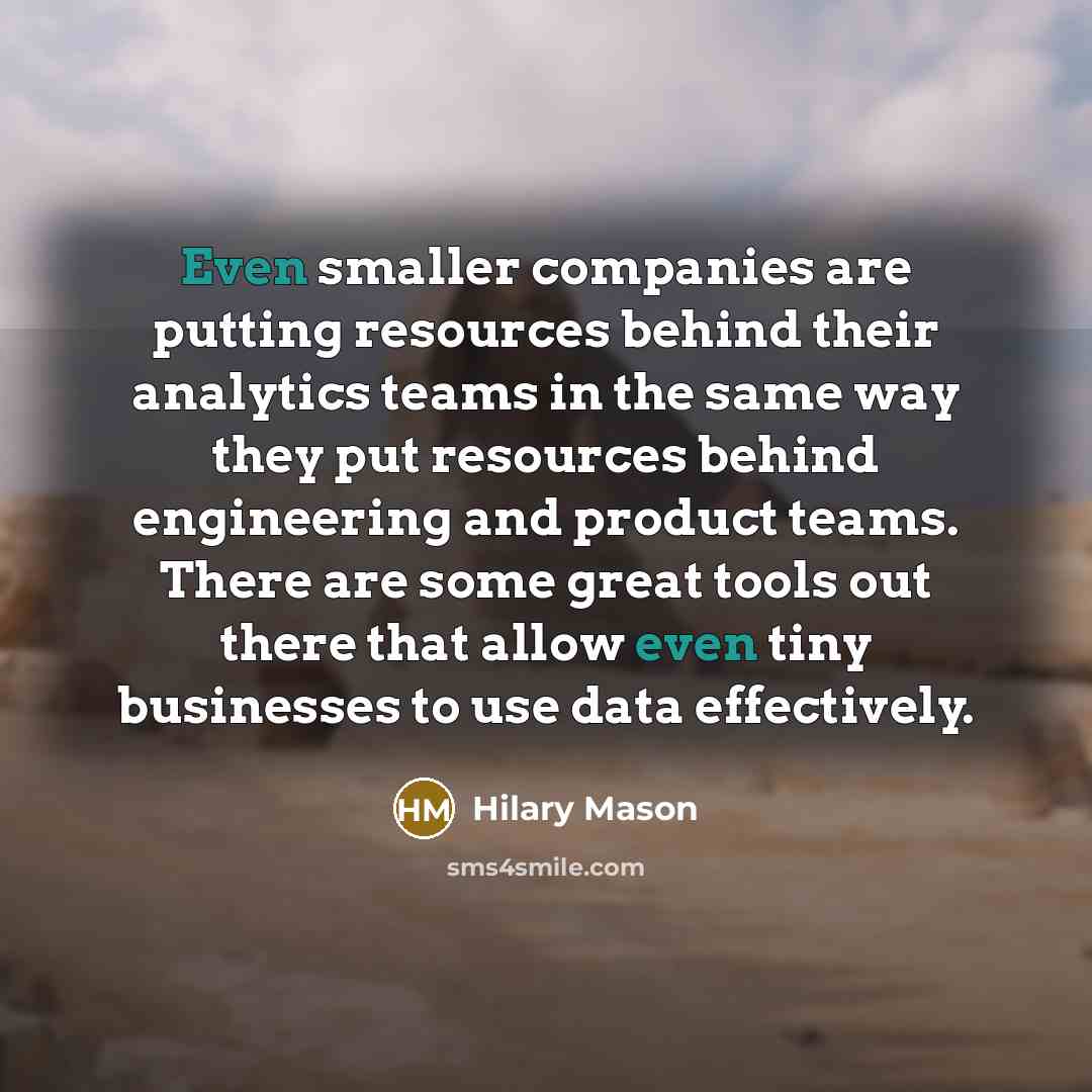 “Even smaller companies are putting resources behind their analytics teams…” quote by Hilary Mason