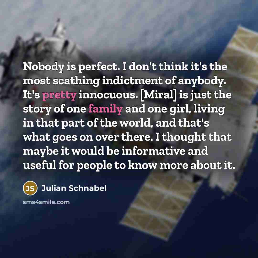 “Nobody is perfect. I don't think it's the most scathing…” quote by Julian Schnabel