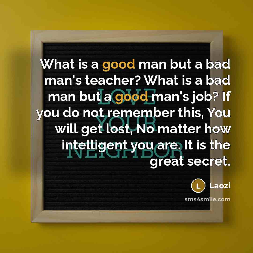 “What is a good man but a bad man's teacher?…” quote by Laozi