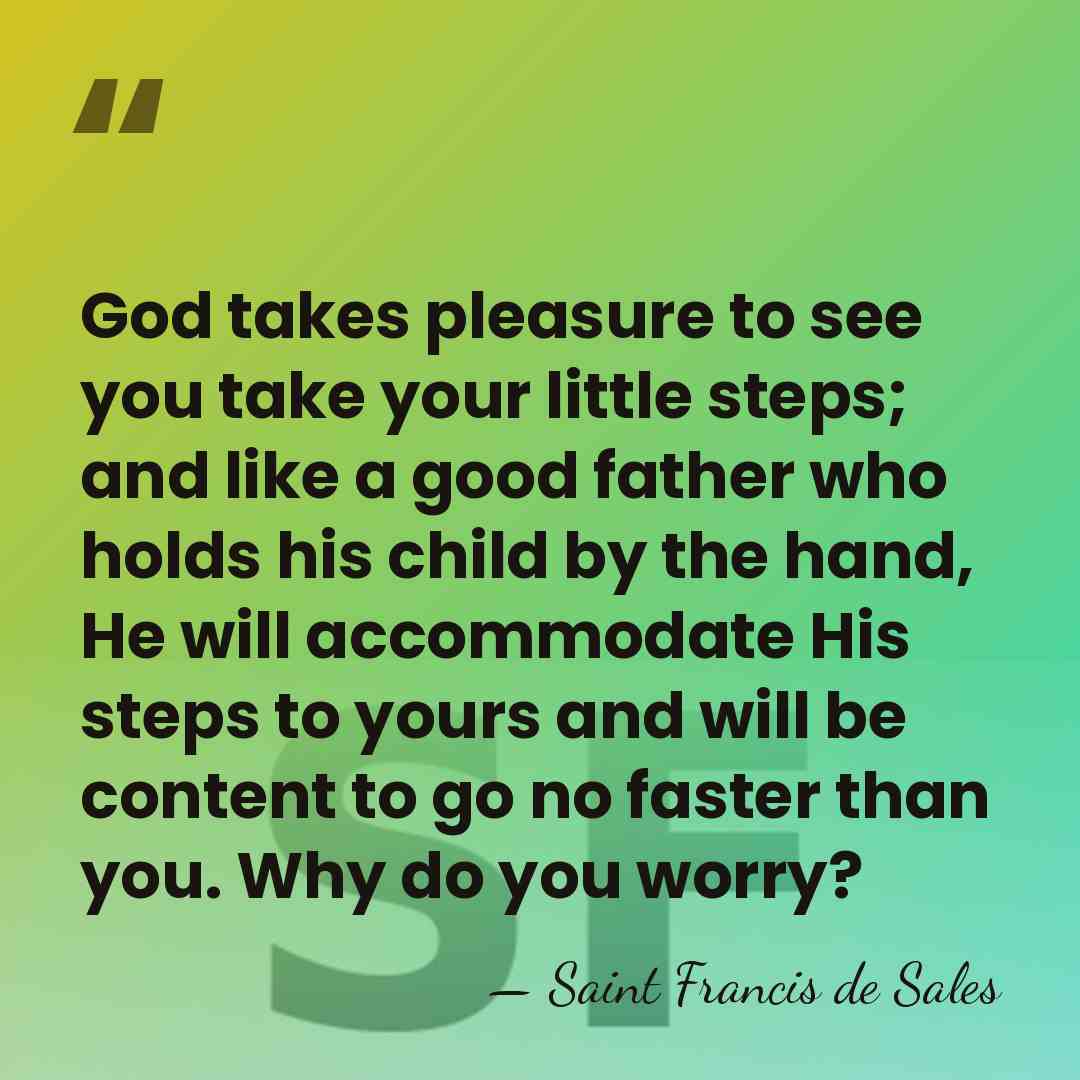 God takes pleasure to see you take your little steps; and like&hellip; - Saint Francis de Sales