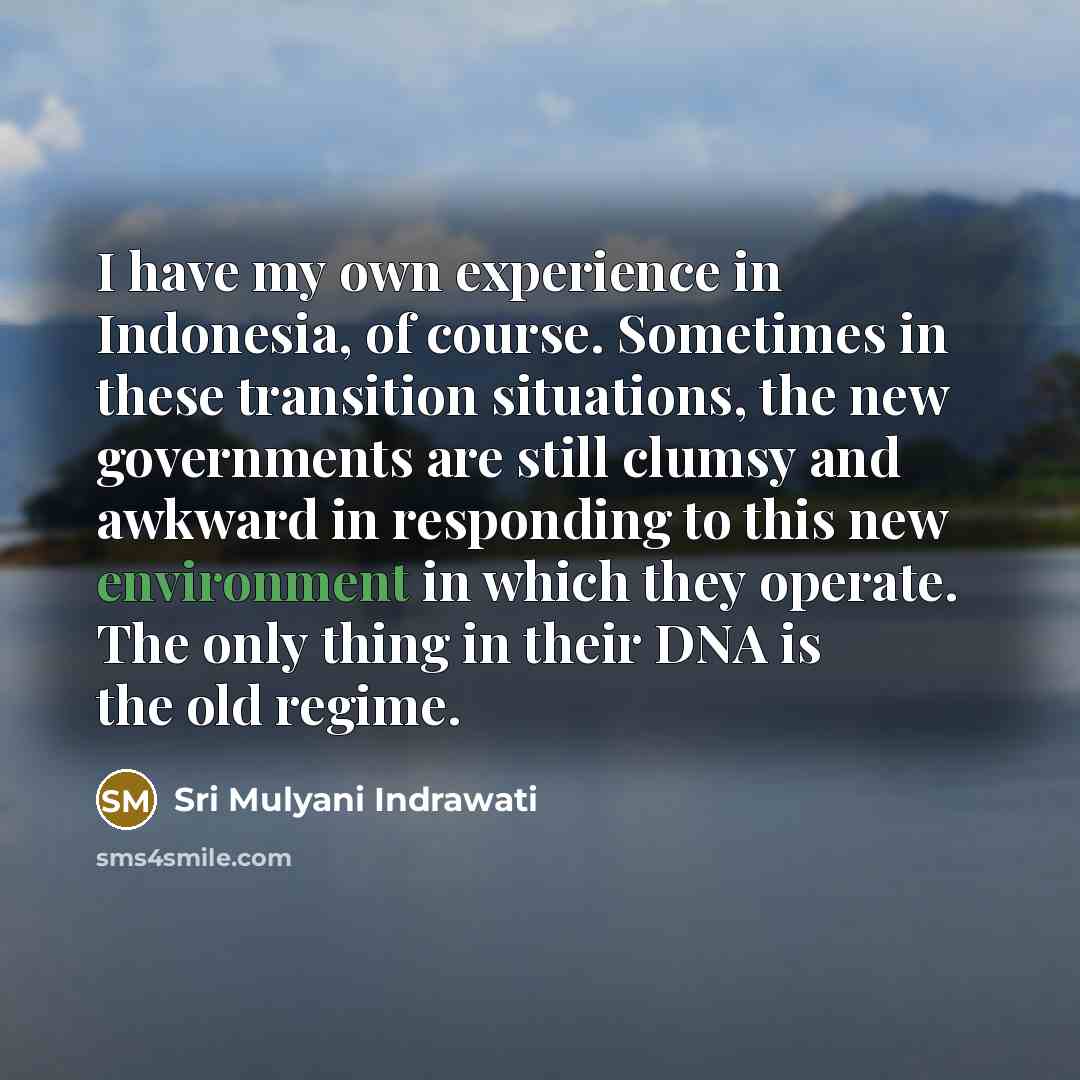 “I have my own experience in Indonesia, of course. Sometimes…” quote by Sri Mulyani Indrawati