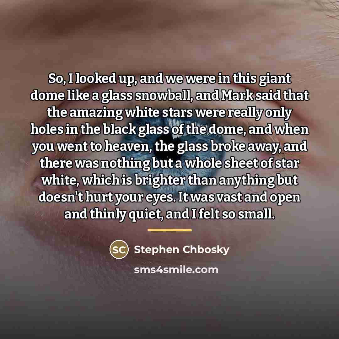 “So, I looked up, and we were in this giant…” quote by Stephen Chbosky
