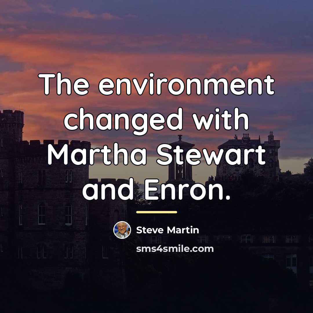 “The environment changed with Martha Stewart and Enron.…” quote by Steve Martin