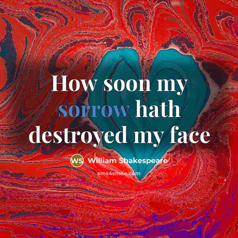 “How soon my sorrow hath destroyed my face…” quote by William Shakespeare