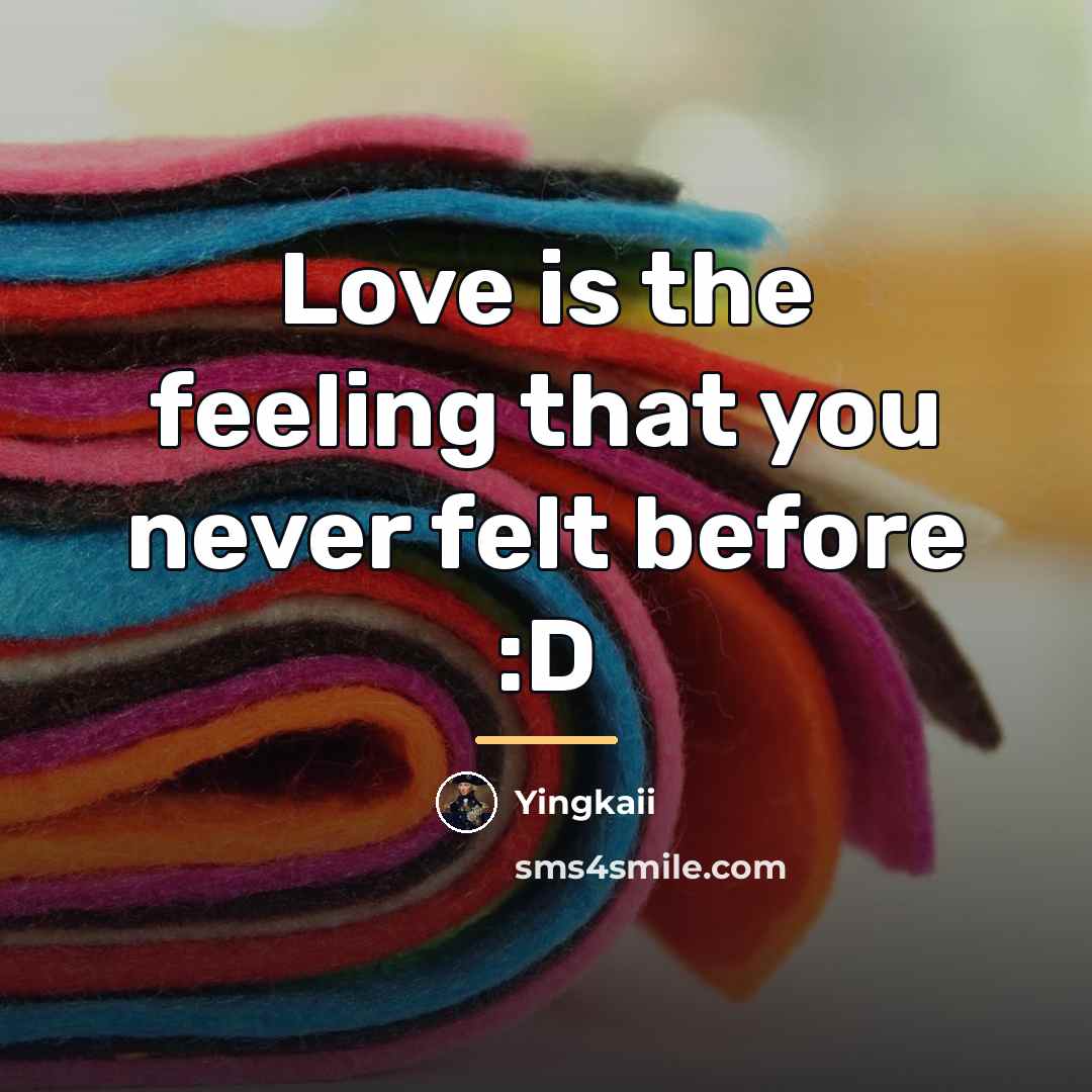 “Love is the feeling that you never felt before :D…” quote by Yingkaii