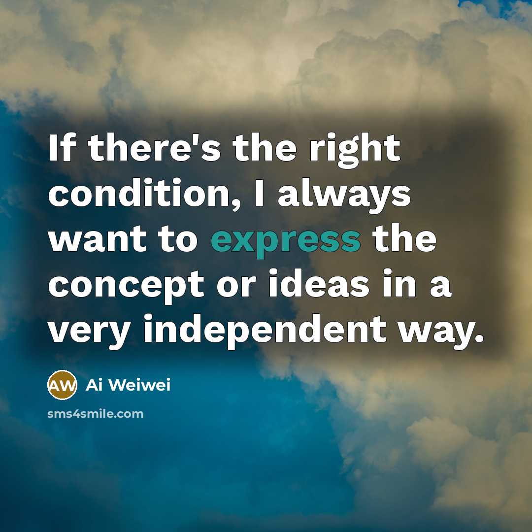 “If there's the right condition, I always want to express…” quote by Ai Weiwei