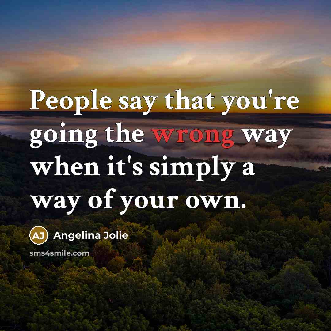 “People say that you're going the wrong way when it's…” quote by Angelina Jolie