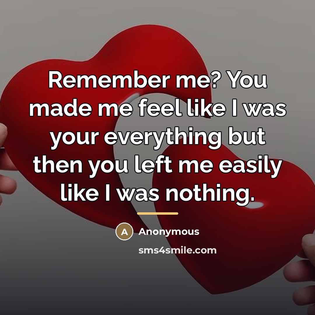 “Remember me? You made me feel like I was your…” quote by Anonymous