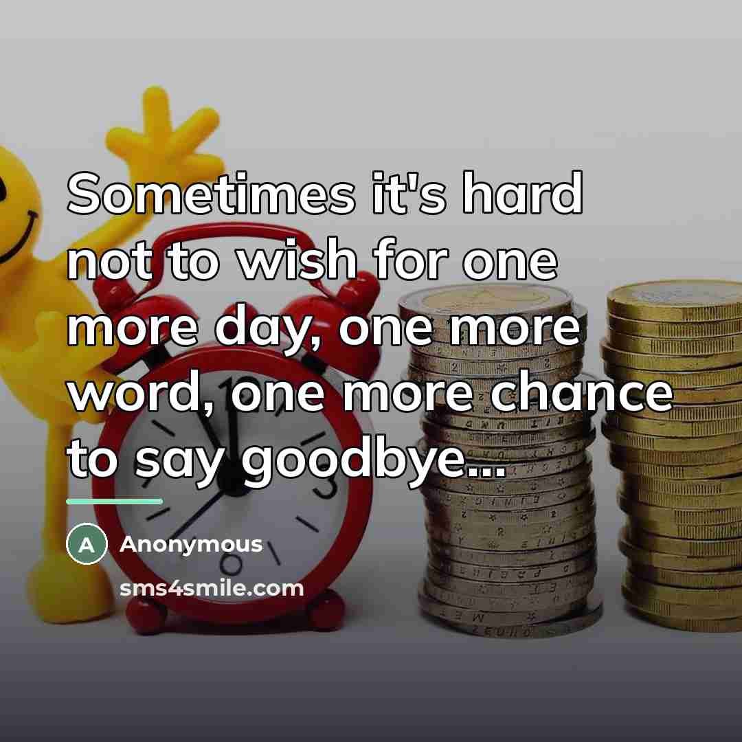 “Sometimes it's hard not to wish for one more day,…” quote by Anonymous