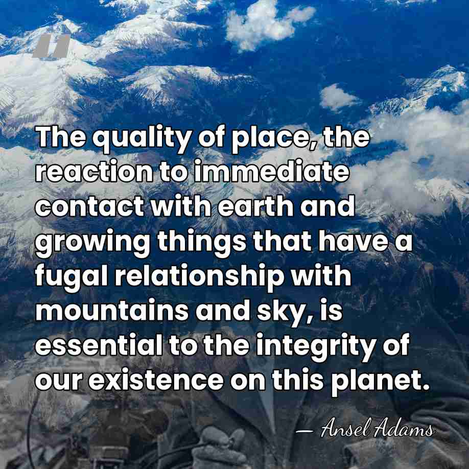 The quality of place, the reaction to immediate contact with earth and&hellip; - Ansel Adams