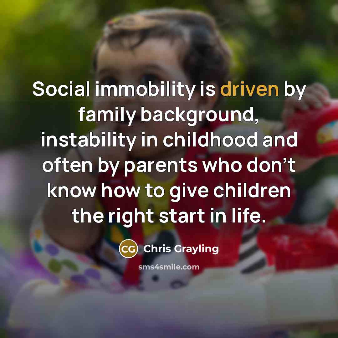 “Social immobility is driven by family background, instability in childhood…” quote by Chris Grayling