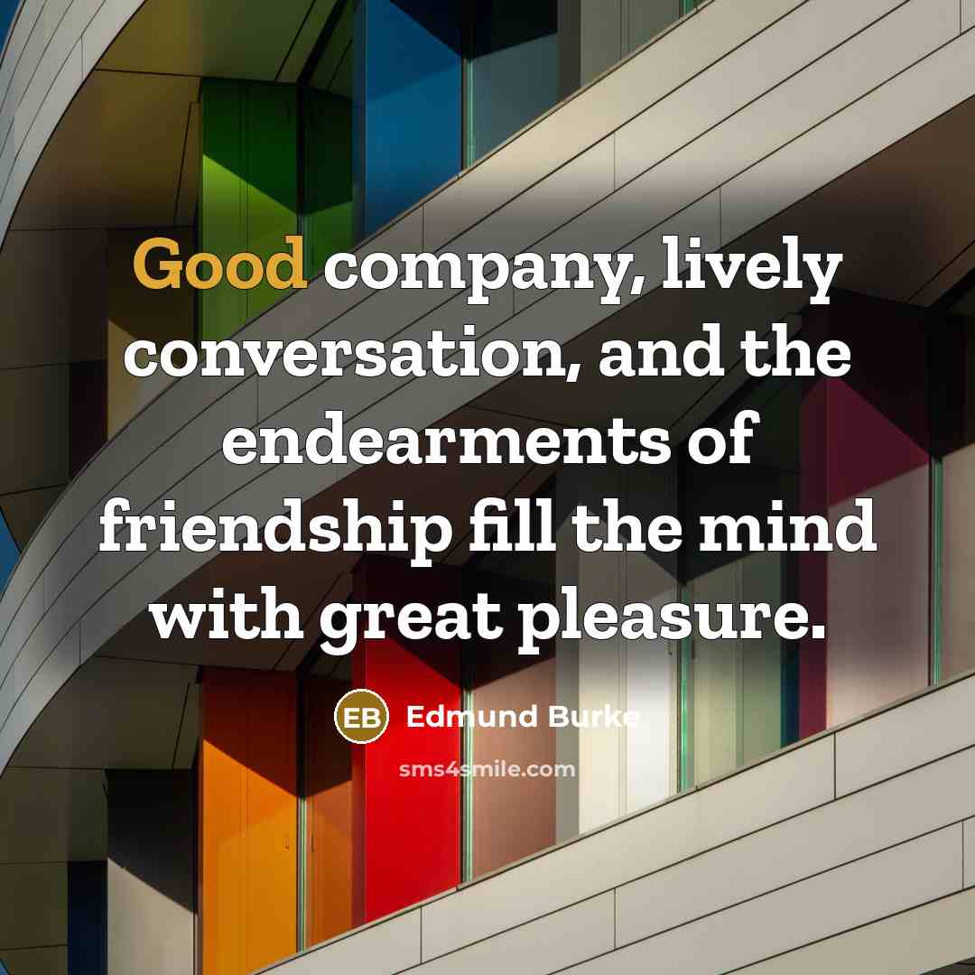 “Good company, lively conversation, and the endearments of friendship fill…” quote by Edmund Burke