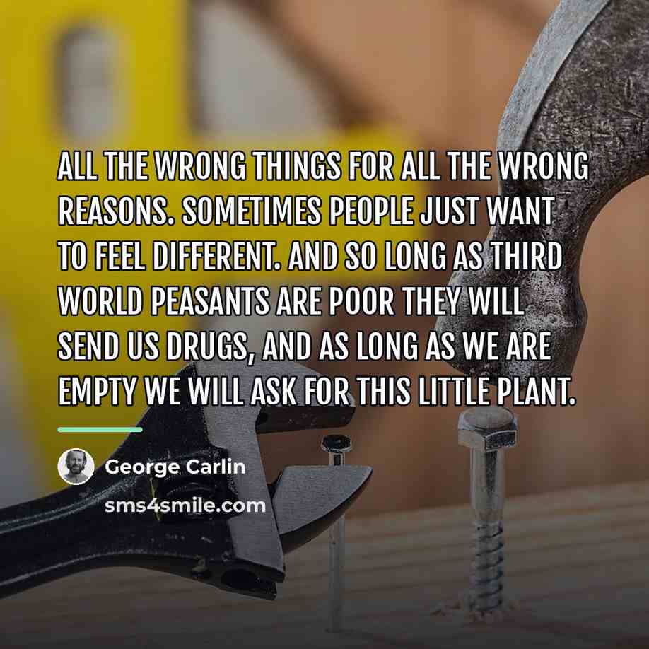 “All the wrong things for all the wrong reasons. Sometimes…” quote by George Carlin