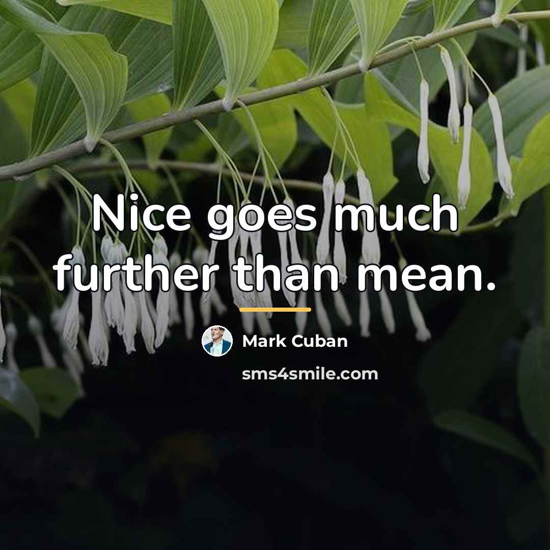 “Nice goes much further than mean.…” quote by Mark Cuban