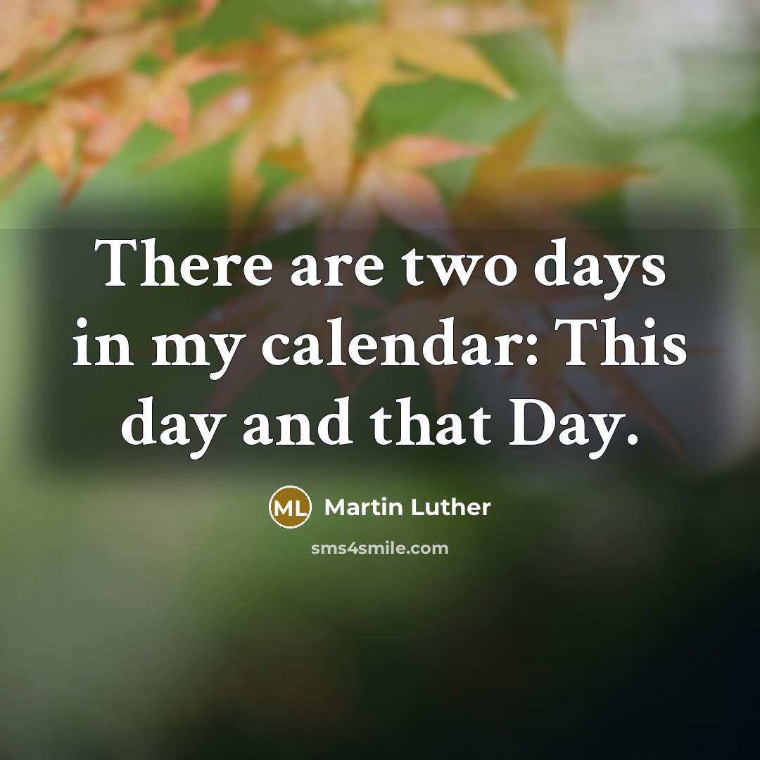 “There are two days in my calendar: This day and…” quote by Martin Luther