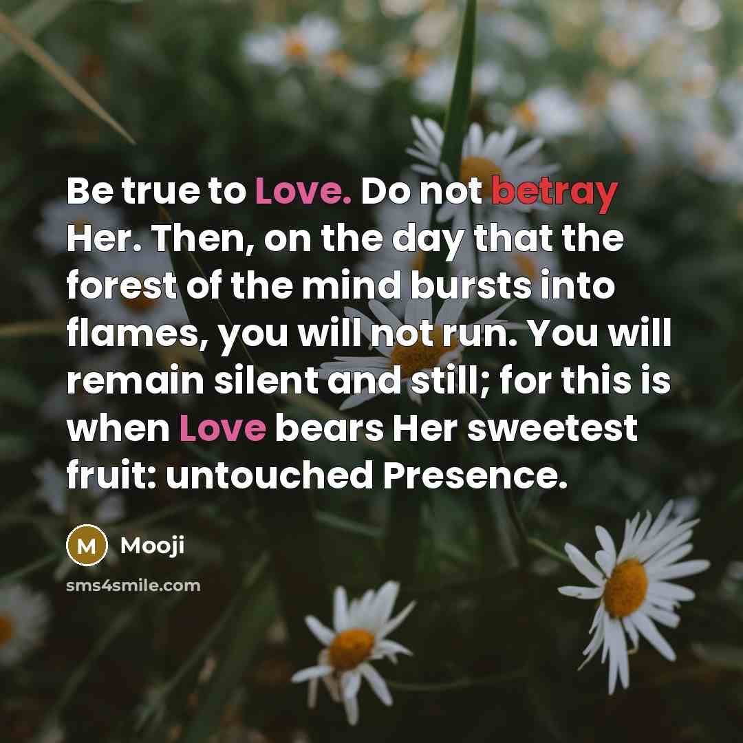 “Be true to Love. Do not betray Her. Then, on…” quote by Mooji