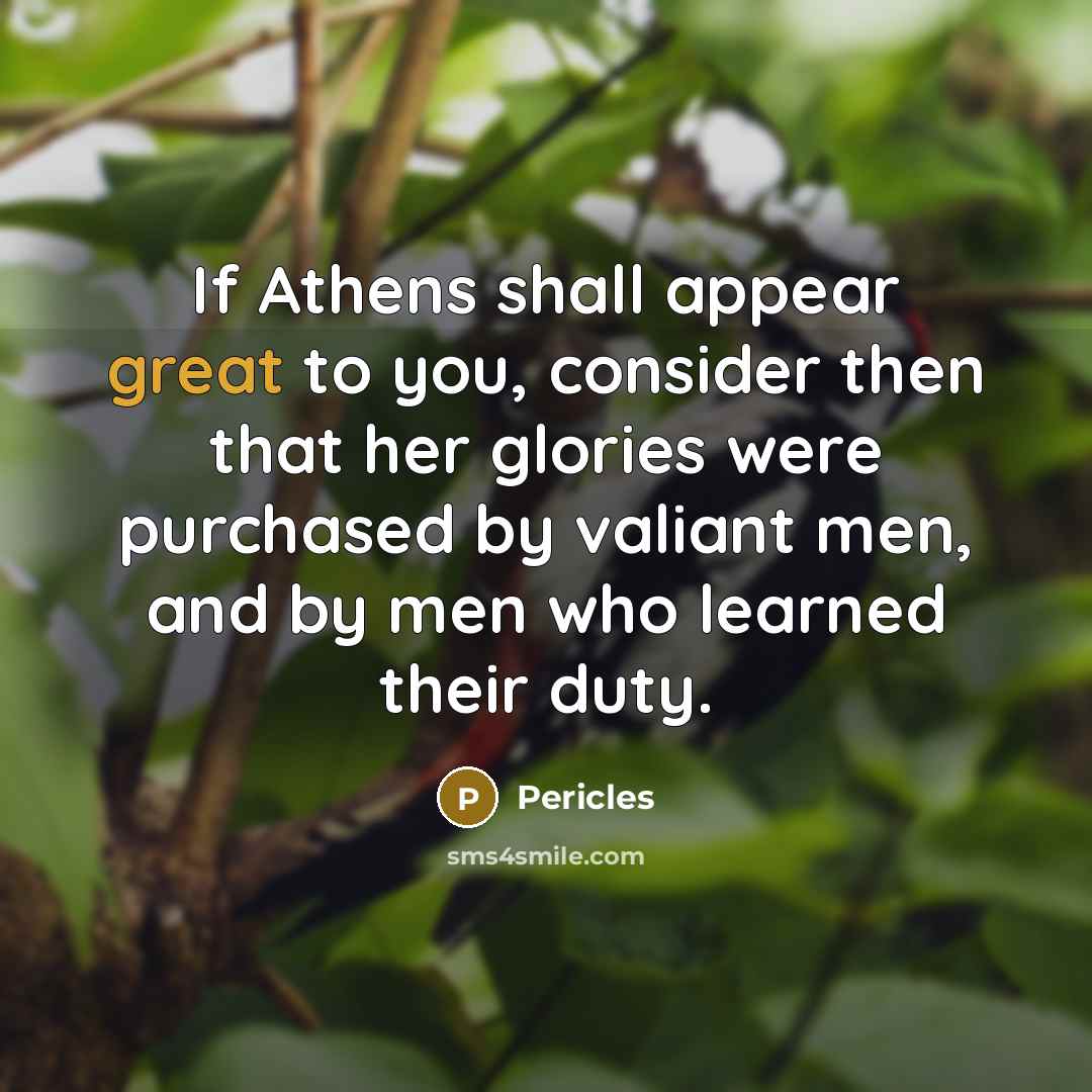 “If Athens shall appear great to you, consider then that…” quote by Pericles
