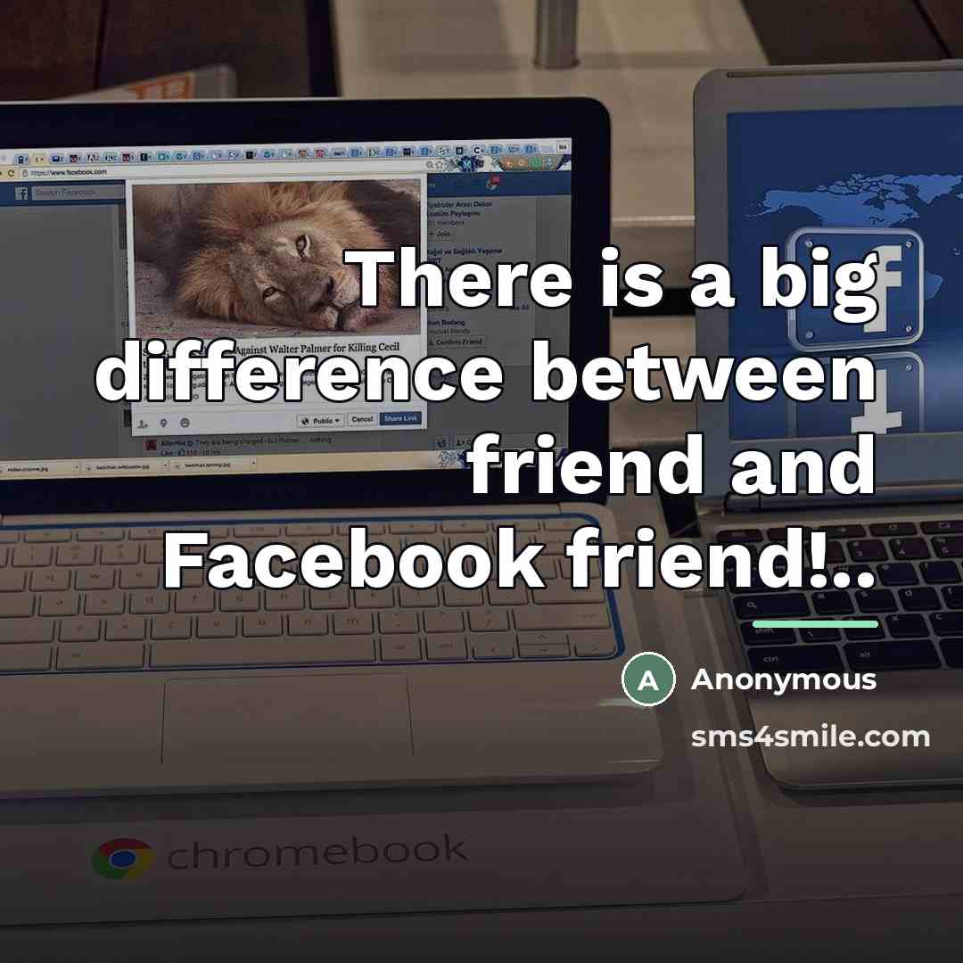 “There is a big difference between friend and Facebook friend!..…” quote by Anonymous