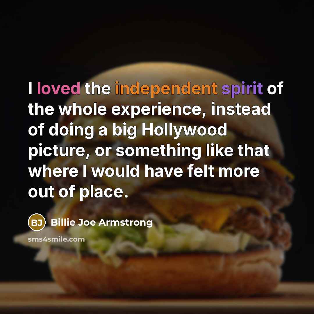 “I loved the independent spirit of the whole experience, instead…” quote by Billie Joe Armstrong