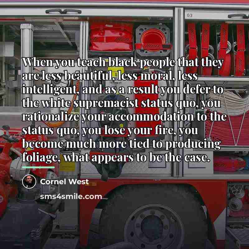 “When you teach black people that they are less beautiful,…” quote by Cornel West